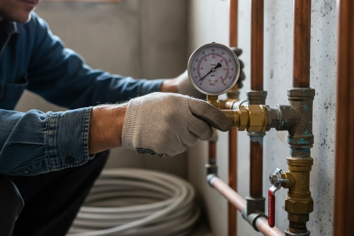 Pressure testing a repaired line during Water Line Repair in Salisbury